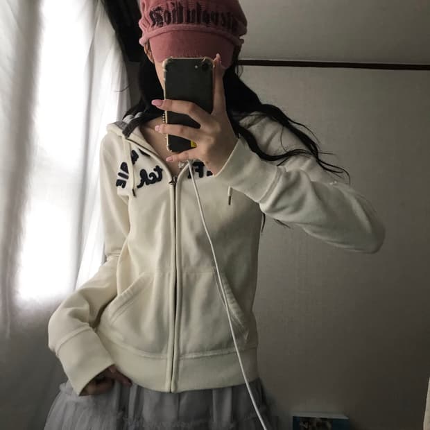 아베크롬비 아이보리 슬림핏 후드집업