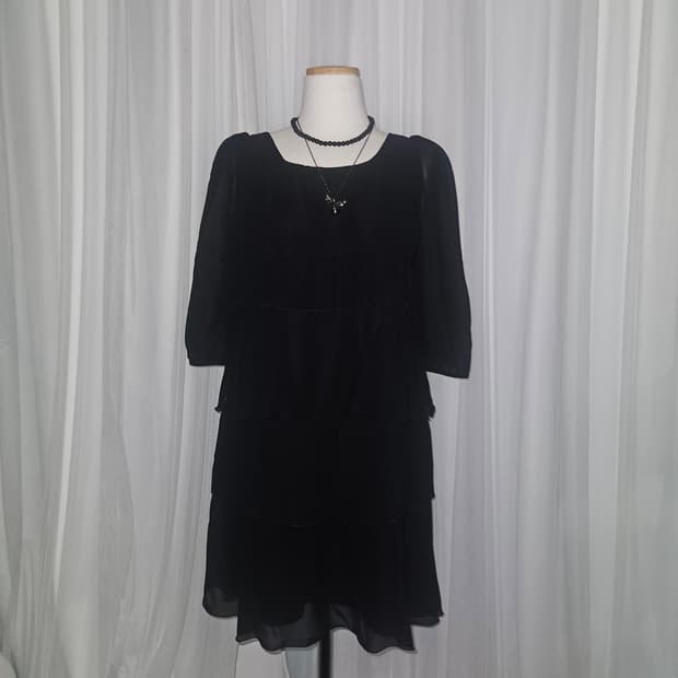 레이 빔즈 캉캉 쉬폰 블랙 빈티지 원피스 니혼진 공겜여주 히메갸루 고딕