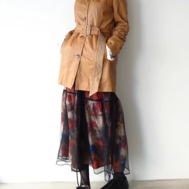 타미힐피거 레더자켓 브라운