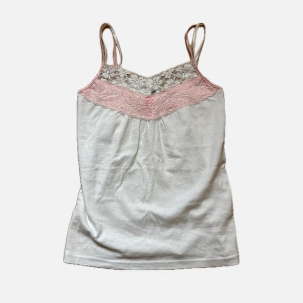 핑크 슬리브리스 나시 레이스 히메갸루 탑 핑크우유