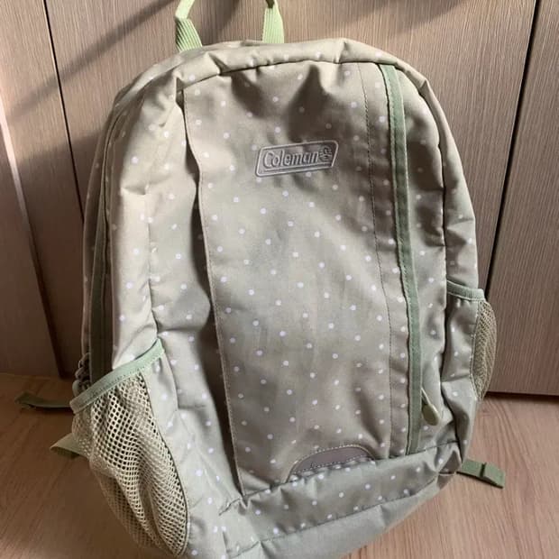희귀) coleman 도트 물방울 땡땡이 메론색 연카키색 백팩