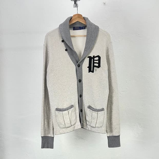 폴로 랄프로렌 투 컬러 숄카라 더블 포켓 스웨트 가디건