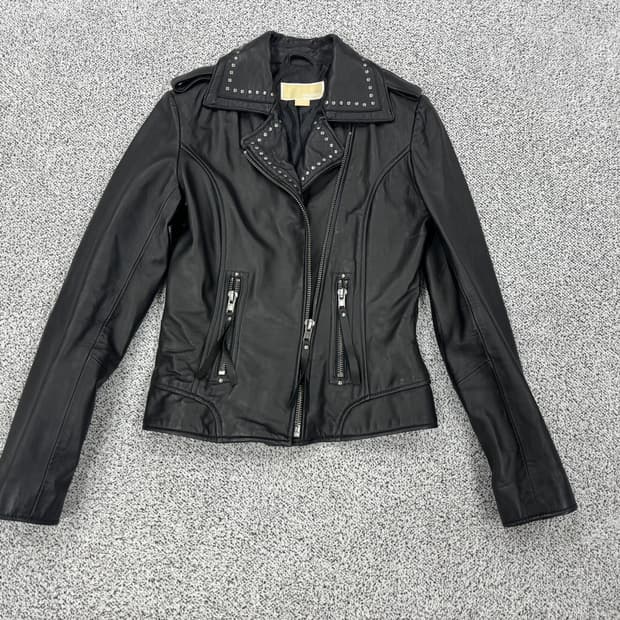 마이클코어스 램스킨 스터디 라이더자켓