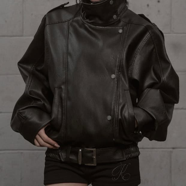 (새상품) 카키포인트 브라운 레더자켓