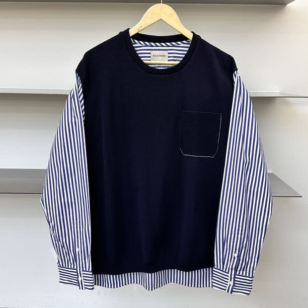 솔리드 옴므 19ss 스트라이프 레이어드 니티드 셔츠