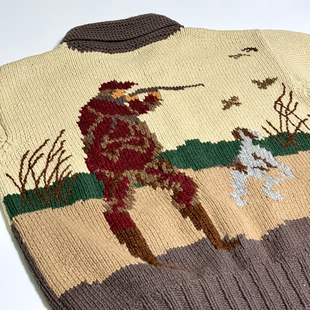 코위찬 집업 가디건 / 사냥꾼 사냥총 새 / 울 100%