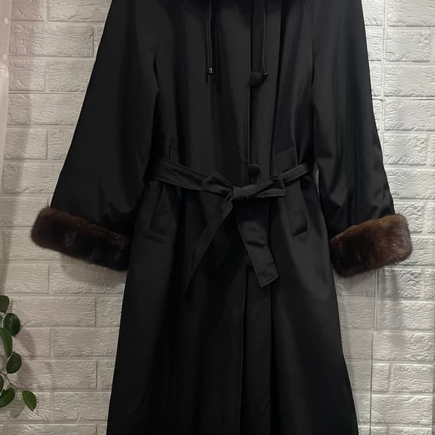리베도 여성 밍크롱코트 (토끼털안감따뜻) 밍크자켓점퍼 하객룩블랙코트