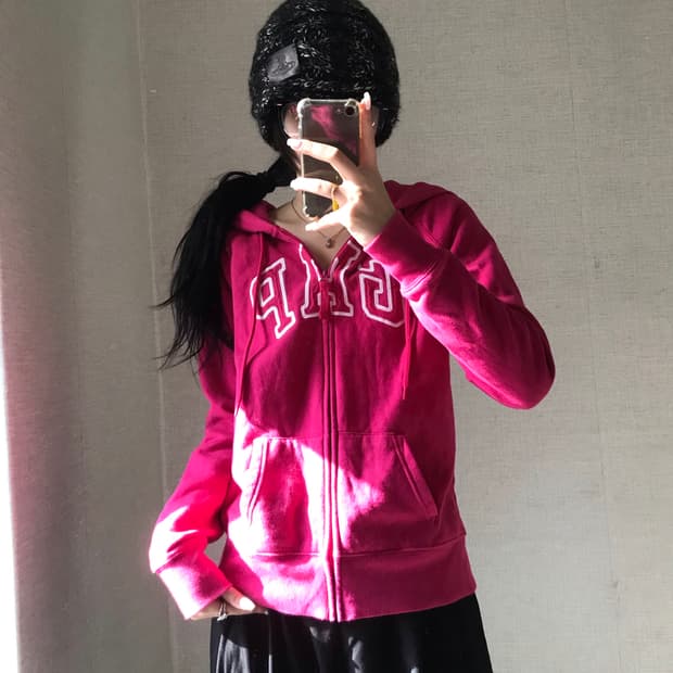 갭 핑크 후드집업