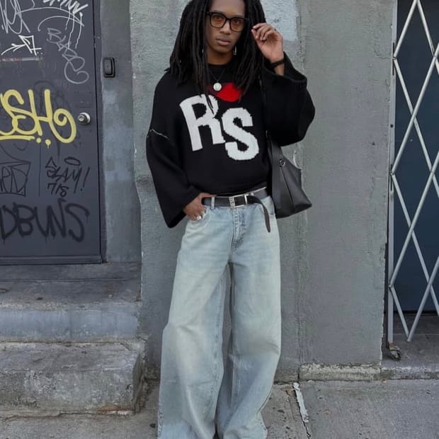 1211 라이트 워시 와이드 레그 데님 W32 x L30