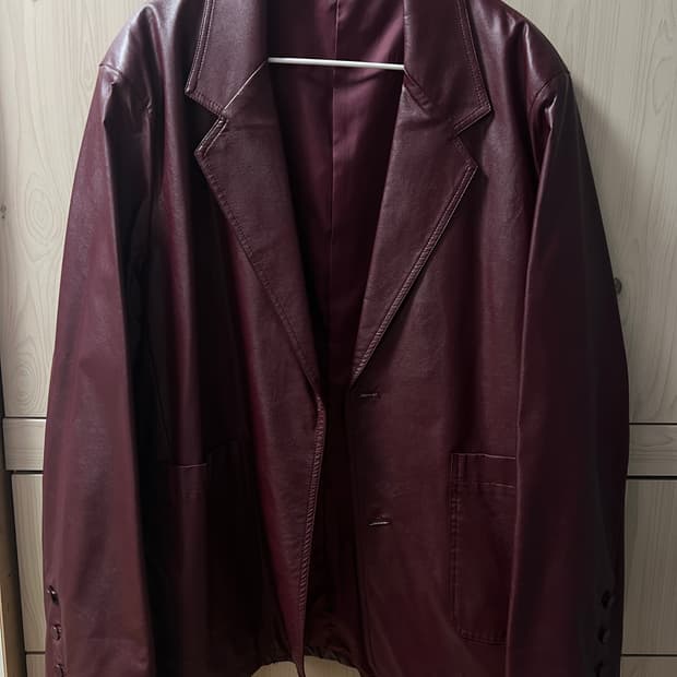 마가신 와인색 가죽 블레이저 자켓