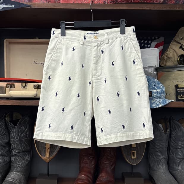 90s 폴로 랄프로렌 시그니처 포니자수 올오버 쇼츠팬츠 N1107  