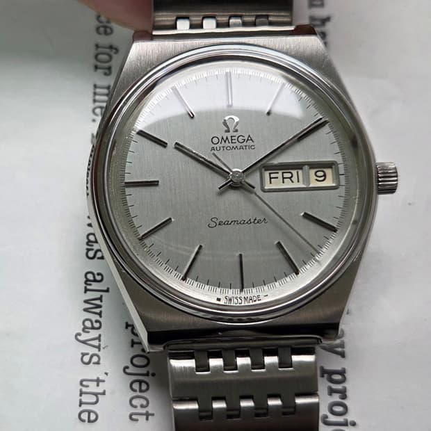 빈티지 오메가 씨마스터 뻐뻐시 데이데이트 실버판 (일자형 브슬 ver)
