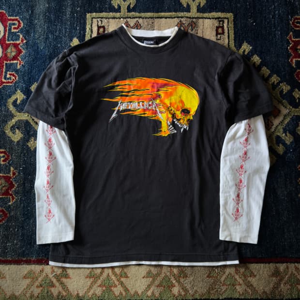 00s 메탈리카 Flaming Skull head 투페이스 롱슬리브 