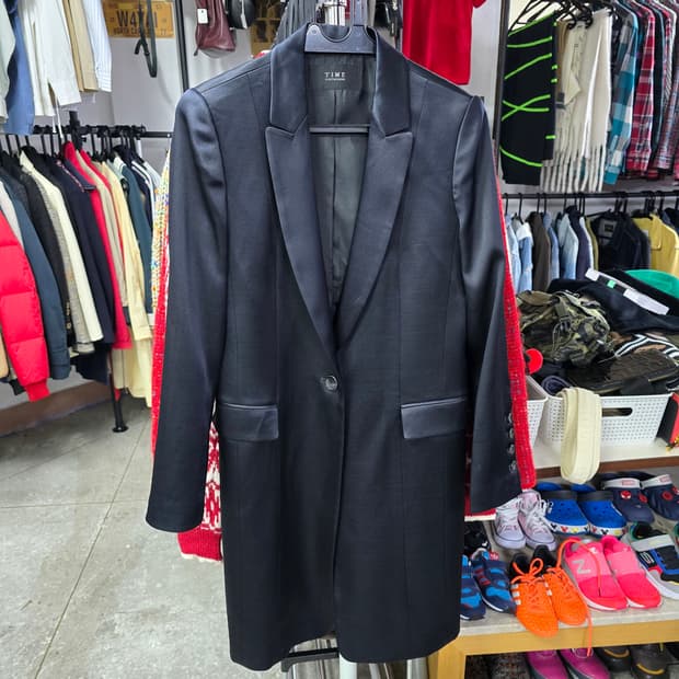 타임 블랙 롱 자켓 코트 (1286)