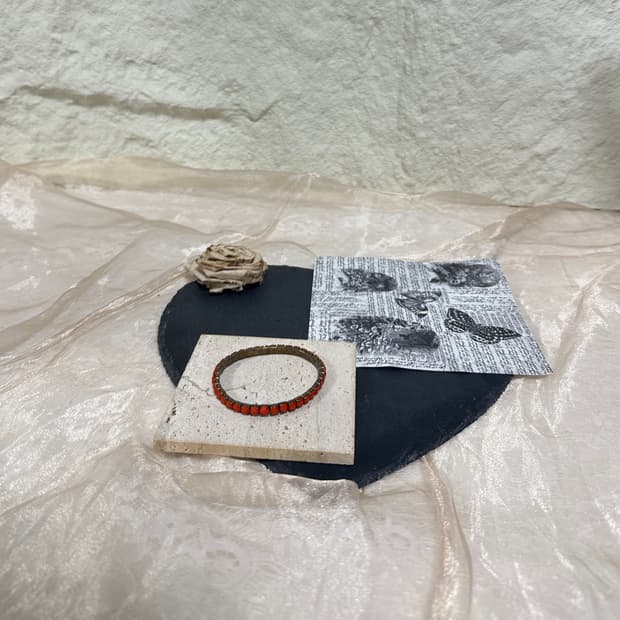 빈티지 오랜지 오리엔탈  밴딩 회전  팔찌