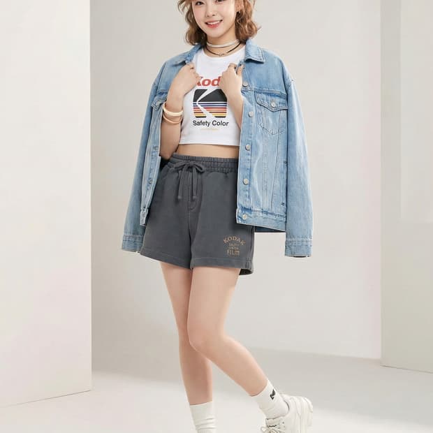 KODAK 코닥 어패럴 빈티지 로고 스웻 숏팬츠