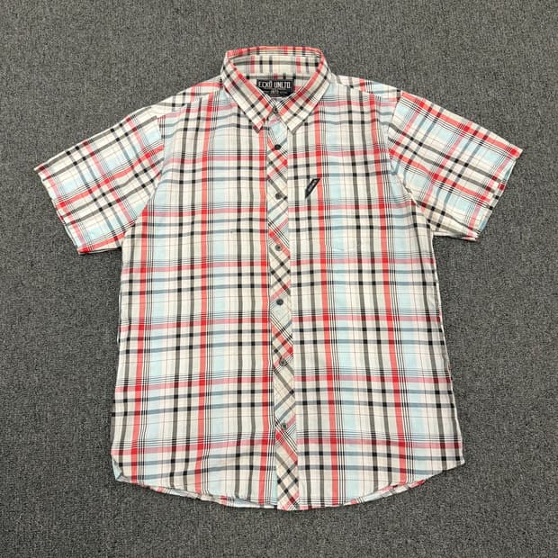 3XL) 에코언리미티드 빈티지 체크 반팔셔츠