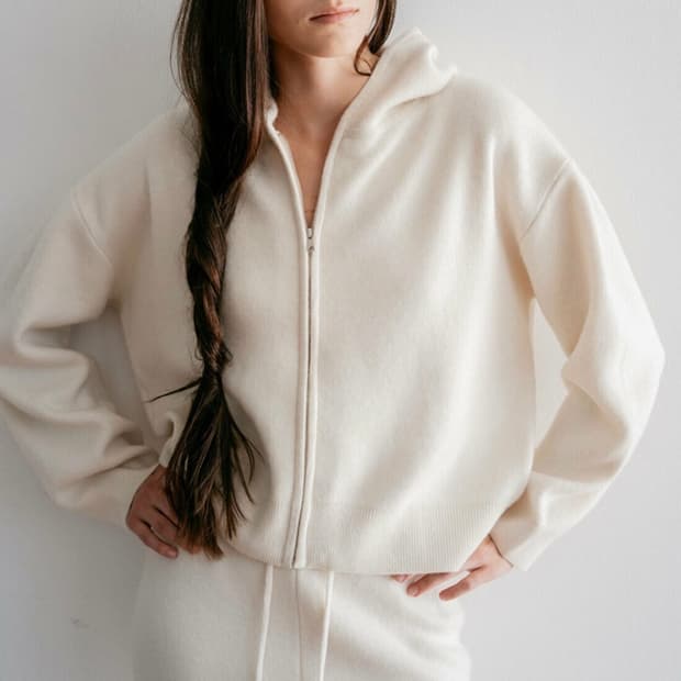 [새상품] 페블엠 후드 니트 집업 PEBBLEM