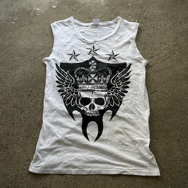 (BLUE PLANET)skull sleeveless t
