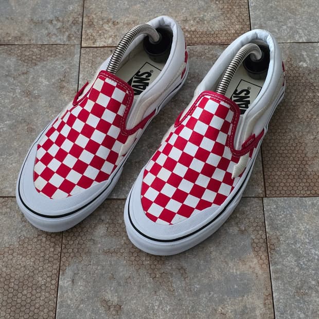 (240)반스 슬립온 138 레드 체커보드