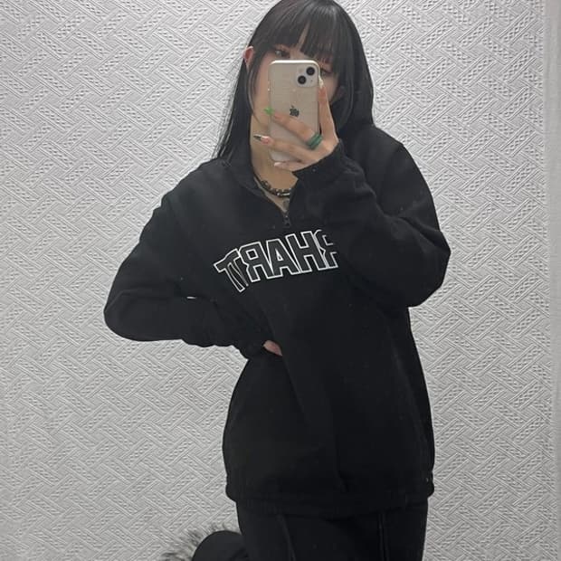 칼하트 올드스쿨 레트로 빈티지 반집업 기모 맨투맨 S C09199