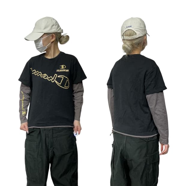 챔피온 재팬 빅 로고 블랙 긴팔티