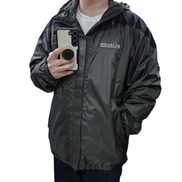 L 컬럼비아 고어텍스 티타늄 오버핏 후드 바람막이 차콜