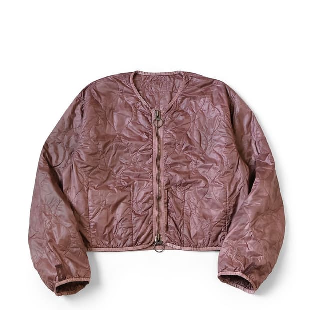 캐피탈 나일론 퀼팅 라이닝 크롭 볼레로 자켓