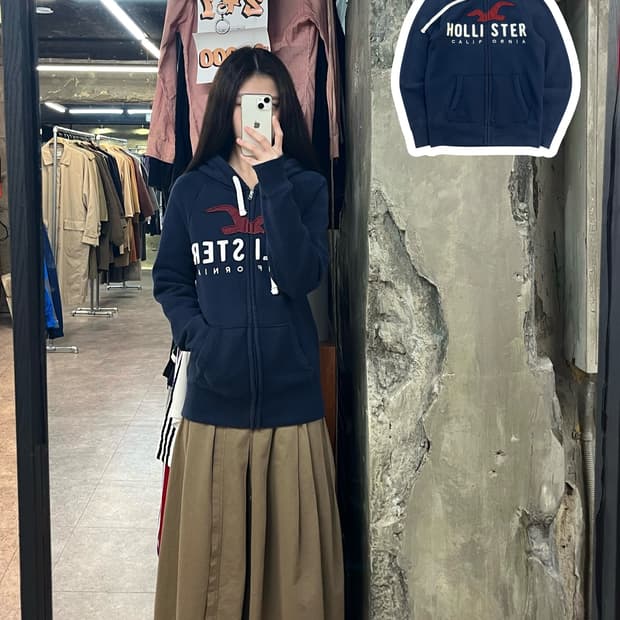 홀리스터 기모 후드집업 네이비 XS #csz2972