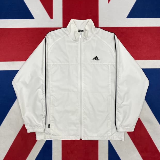 아디다스 화이트 바람막이 S 실측L