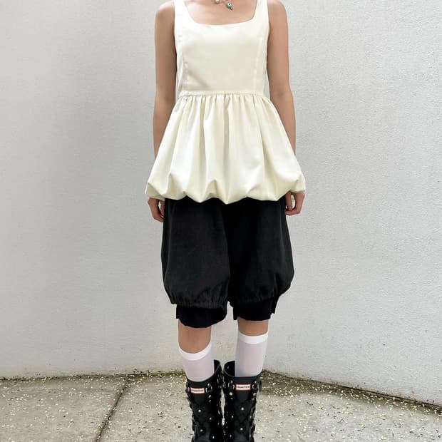 Gyeong 미니 퍼프 드레스 크림