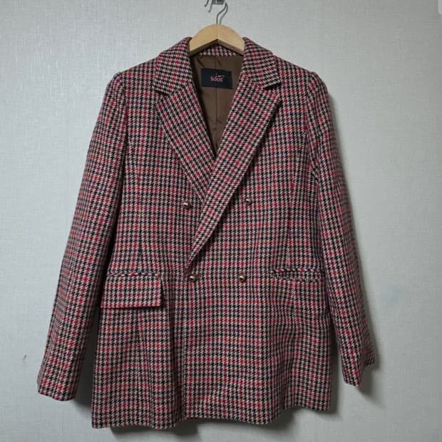 쏘스 SOOS 체크 더블 브레스트 자켓  사이즈 90