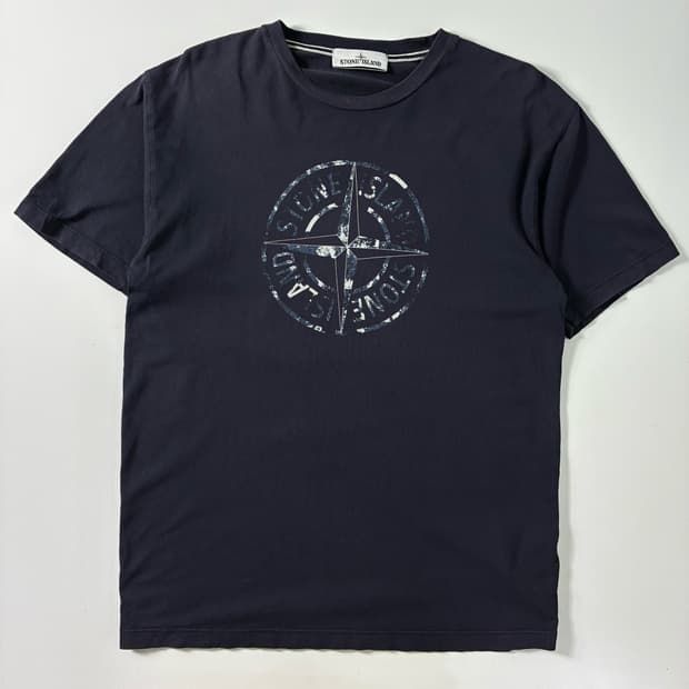 Stone island  스톤아일랜드 컴파스 로고 프린팅 네이비 반팔티 