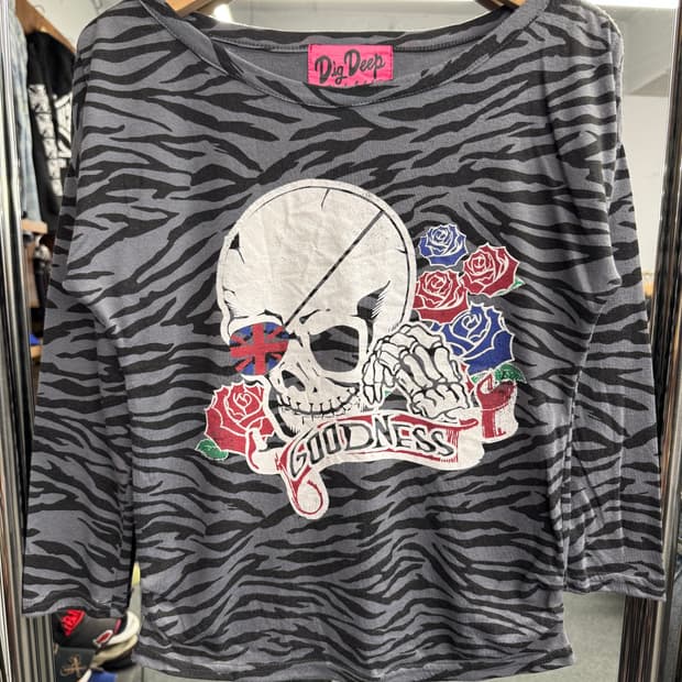 japanese vintage Dig Deep 지브라패턴 롱슬리브