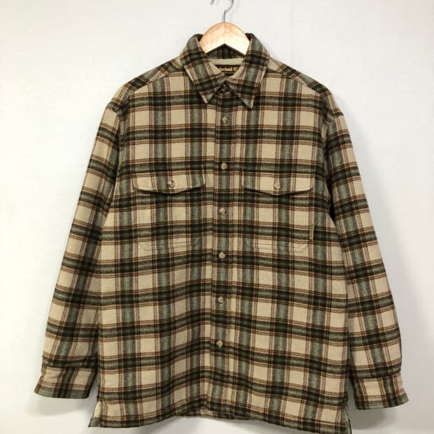 팀버랜드 헤비 울 누빔 체크 셔츠 겸 자켓 _ 베이지/그린