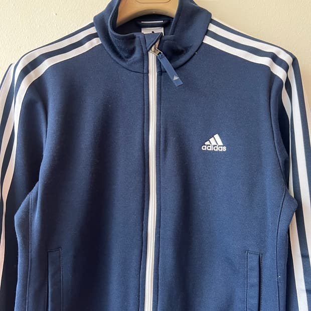 아디다스 여성 네이비 삼선트랙탑 저지집업점퍼