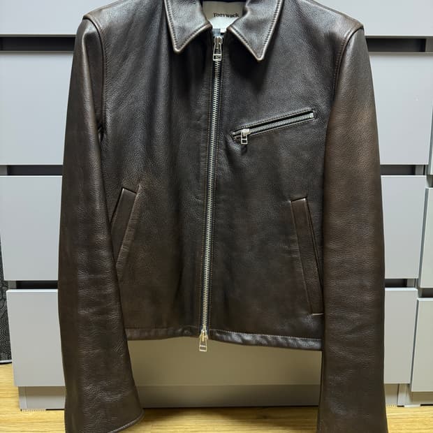 토니웩 크롭 레더자켓 브라운 m
