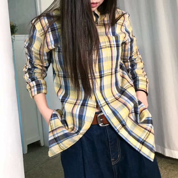 Lee 옐로우 체크 셔츠 