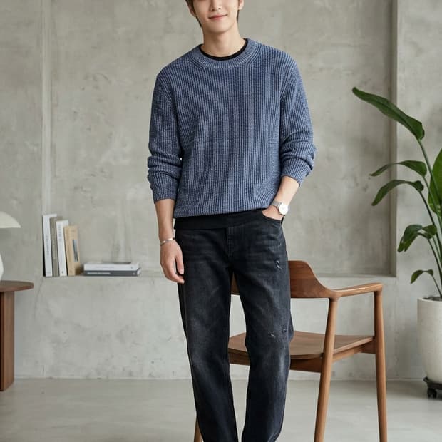 COS 코스 레귤러핏 텍스처 믹스 니트