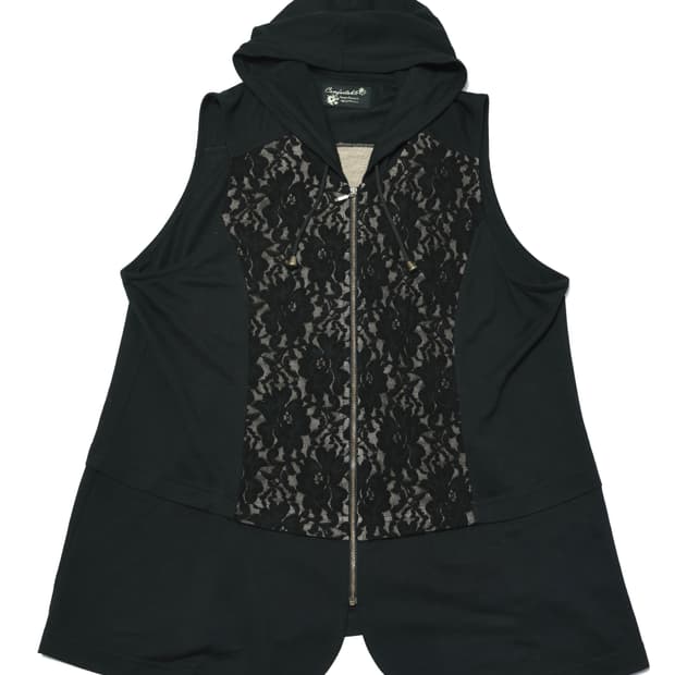 Lace Panel Hooded Vest