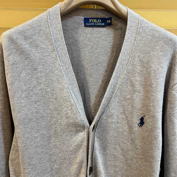 폴로랄프로렌 남성 오트밀베이지 브이넥가디건 니트가디건
