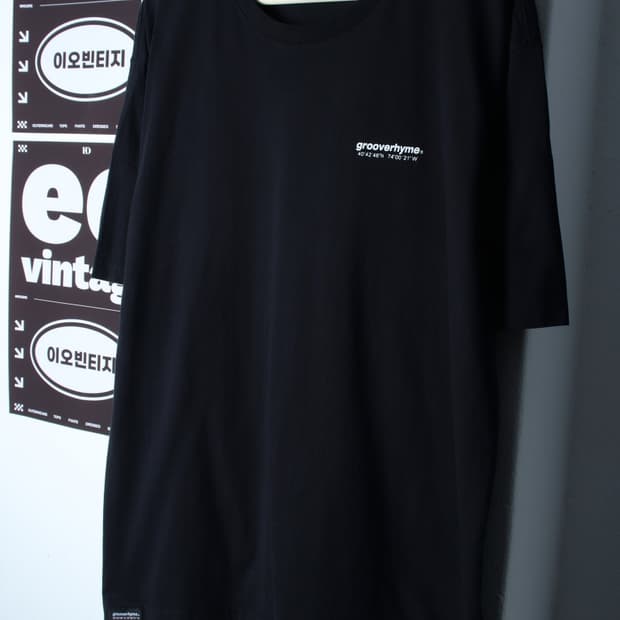 (XL-2XL) 그루브라임 반팔 티셔츠 레터링 블랙 올드스쿨-H32814