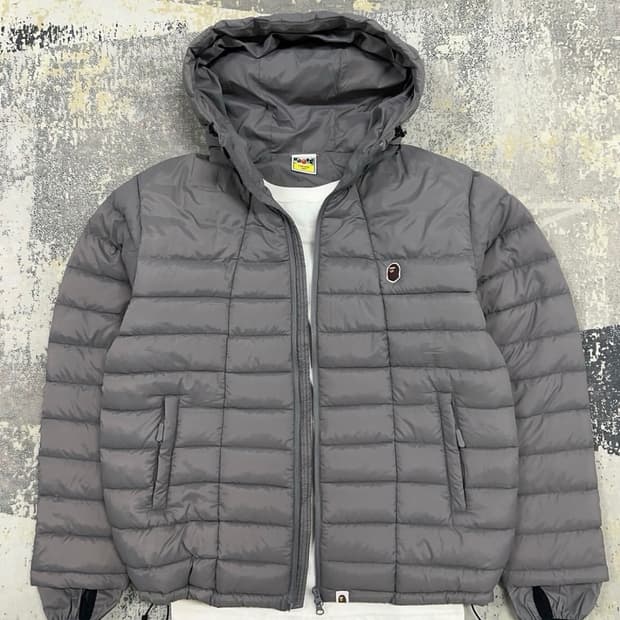 베이프 Bape 후드 포켓 경량패딩 차콜