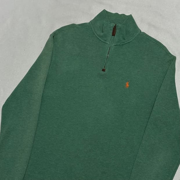 XS 폴로랄프로렌 그린 반집업 니트