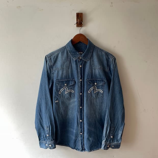 Evisu Vintage 데님 웨스턴 셔츠