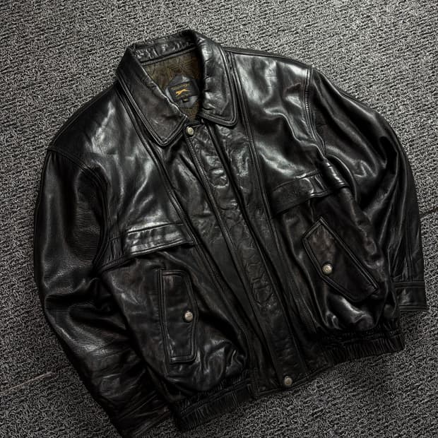 00s 아카이브 빈티지 램스킨 레더 봄버 자켓 1579