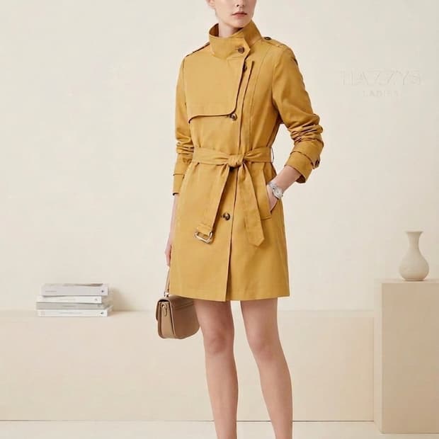 봄추천 | 헤지스 레이디스 옐로우 하프 트렌치코트 55 | 고급라인