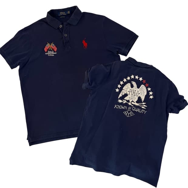 폴로 랄프로렌 빅포니 치프키프 성조기 카라티 네이비