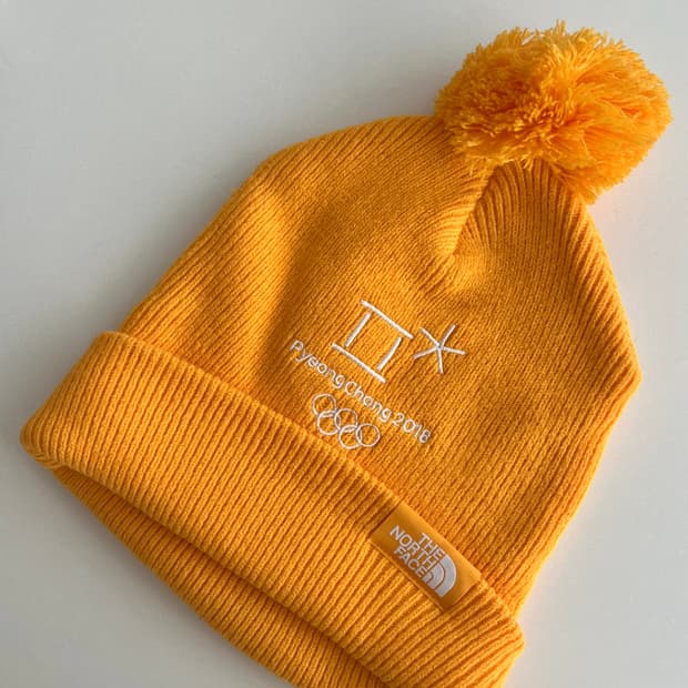 노스페이스 평창올림픽 방울 비니 귤색