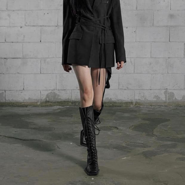 새상품,택ㅇ) WAIST TIED SINGLE BLAZER, BLACK